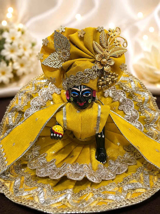 Yellow Chanderi Silk Laddu Gopal Dress