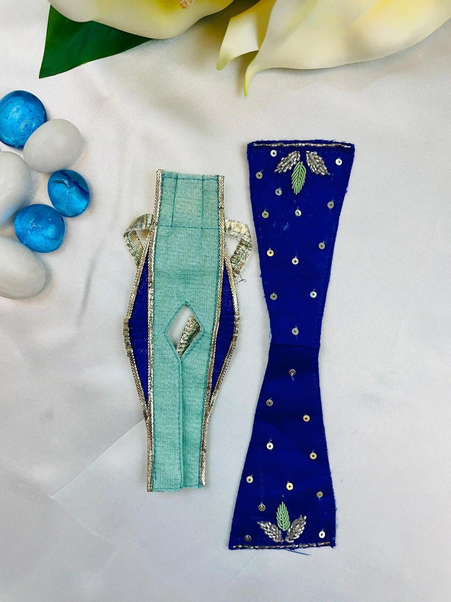 Celestial Blue Zari Embroidered Dress - Mero Kanha Ji