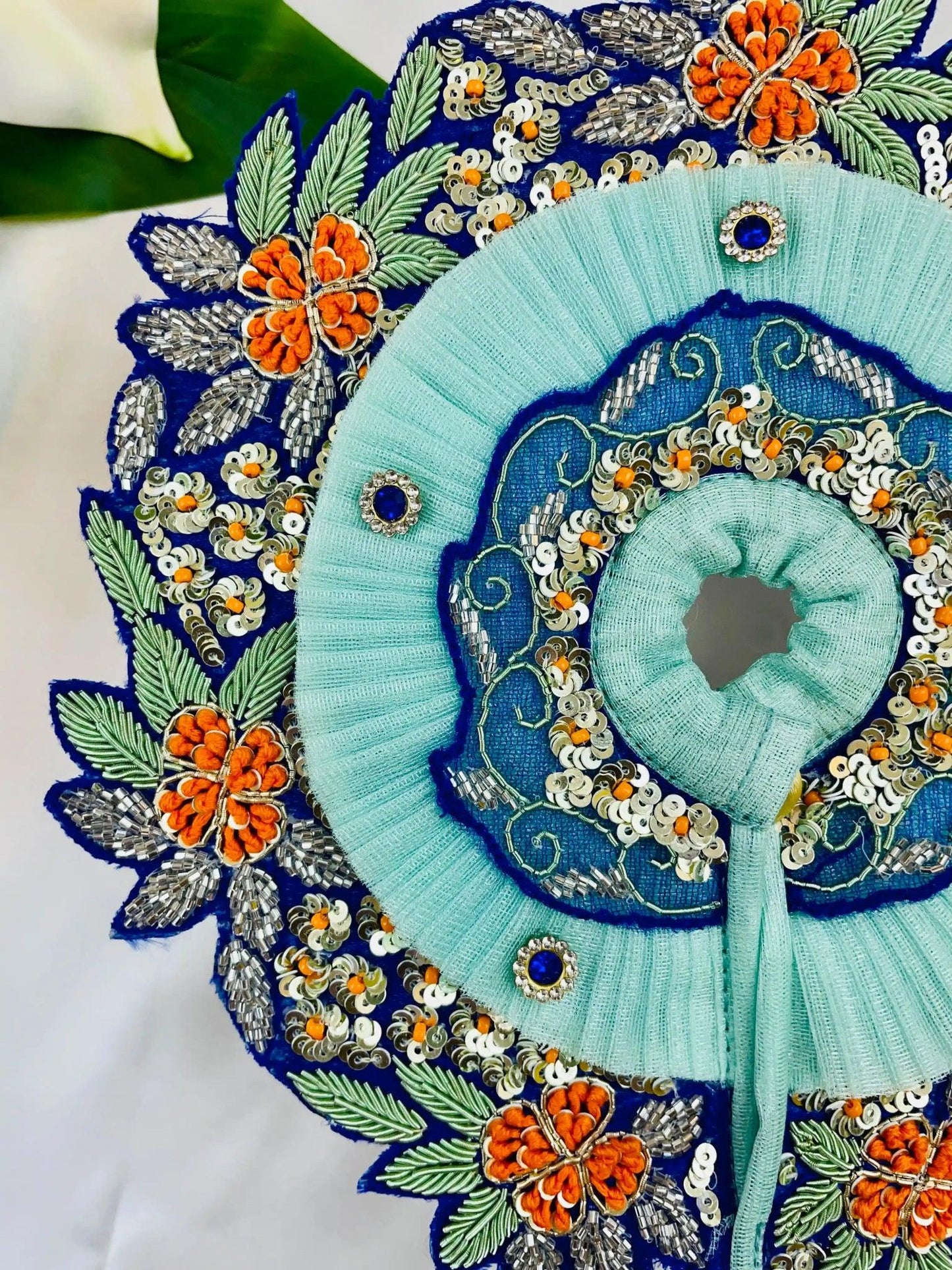 Celestial Blue Zari Embroidered Dress - Mero Kanha Ji