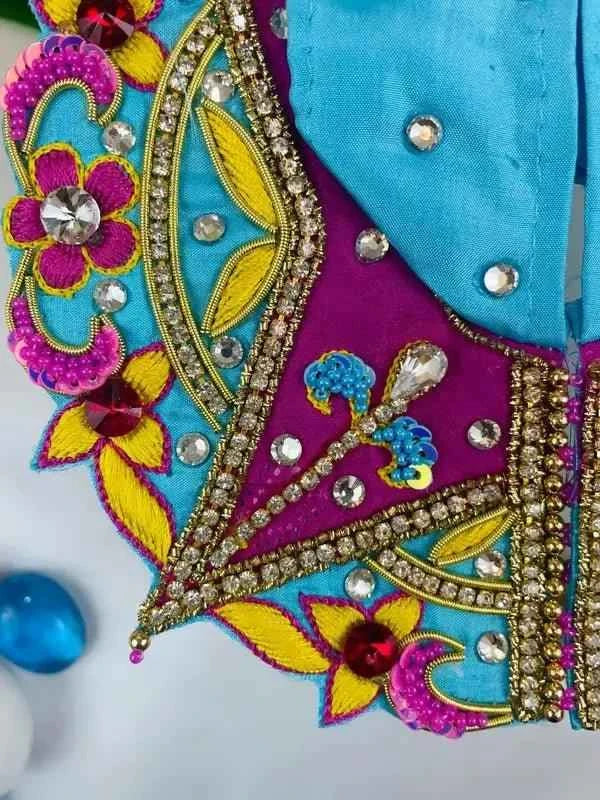 Blue & Magenta Stone Work Laddu Gopal Dress