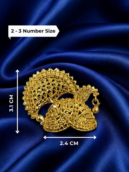 Adorn your deity with the Mayur Raj Gold Plated Mukut, featuring an elegant peacock-inspired design for royal and beautiful divine shringar.