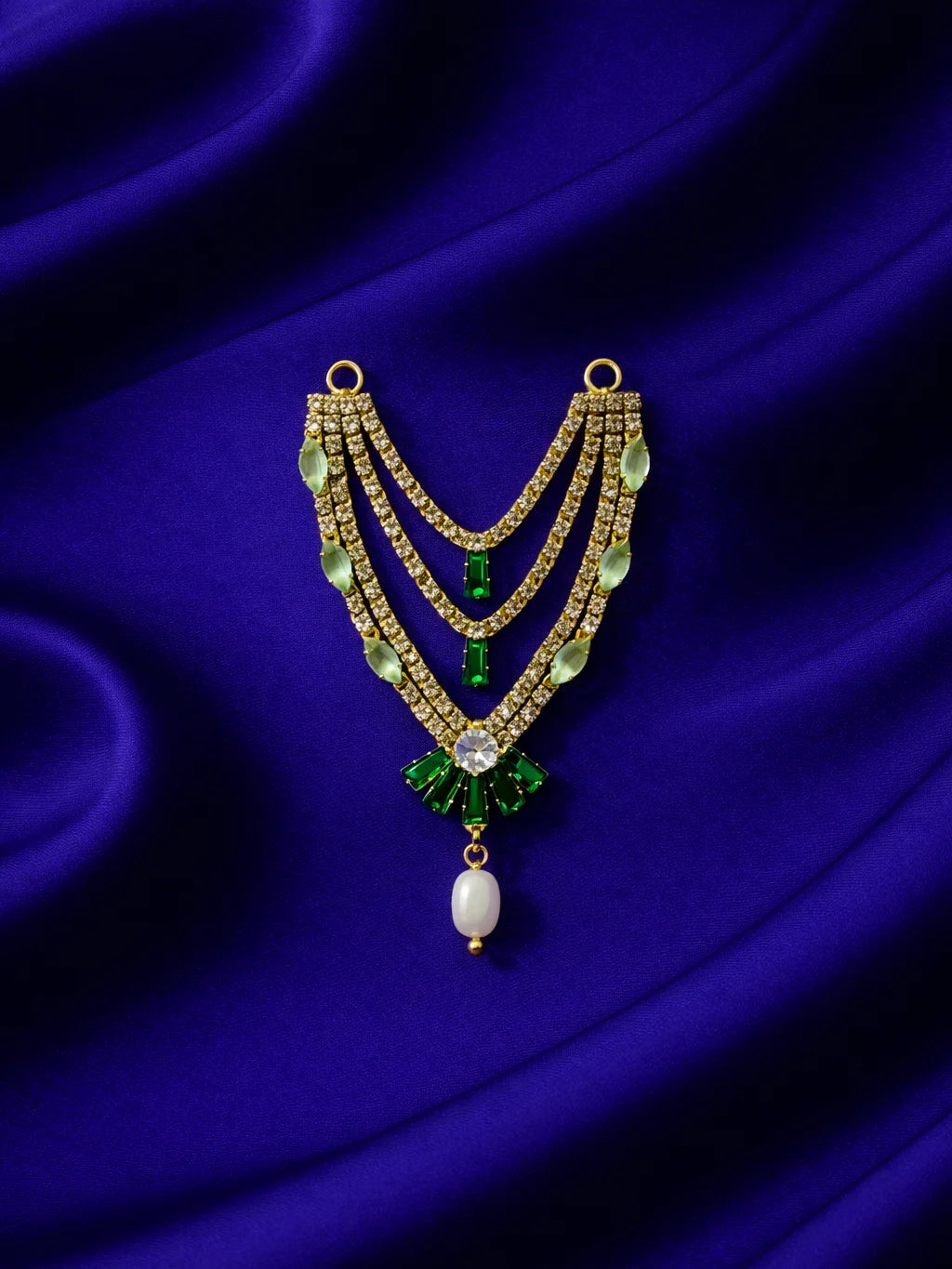 3 layer Green Laddu Gopal jewellery for festive royal shringar