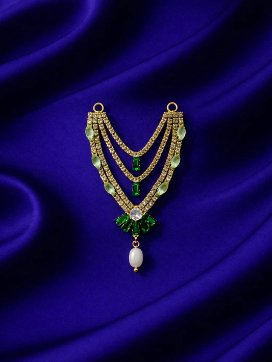 3 layer Green Laddu Gopal jewellery for festive royal shringar