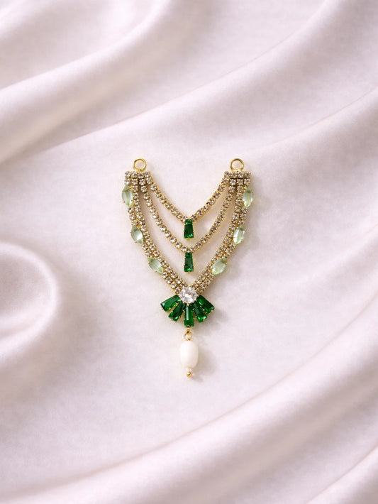 3 layer Green Laddu Gopal jewellery for festive royal shringar