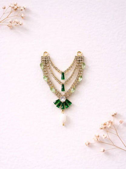 3 layer Green Laddu Gopal jewellery for festive royal shringar