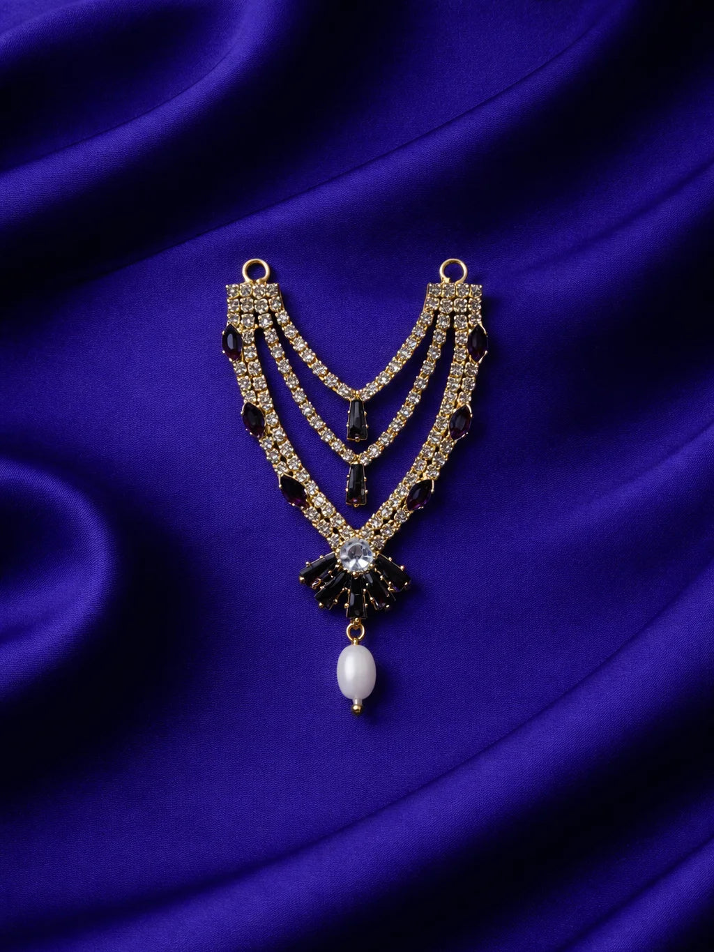 3 layer dark purple Laddu Gopal jewellery for royal festive shringar