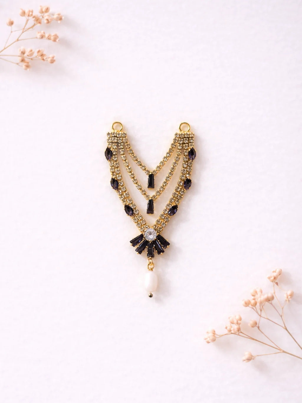 3 layer dark purple Laddu Gopal jewellery for royal festive shringar