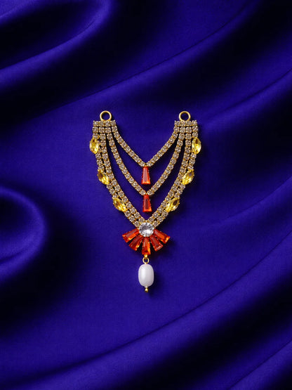 3 layer orange Laddu Gopal jewellery for festive royal shringar