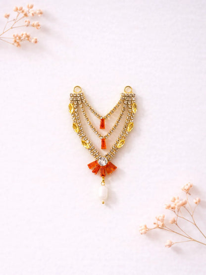 3 layer orange Laddu Gopal jewellery for festive royal shringar