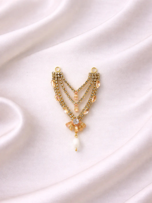 3 layer peach Laddu Gopal jewellery for elegant divine shringar