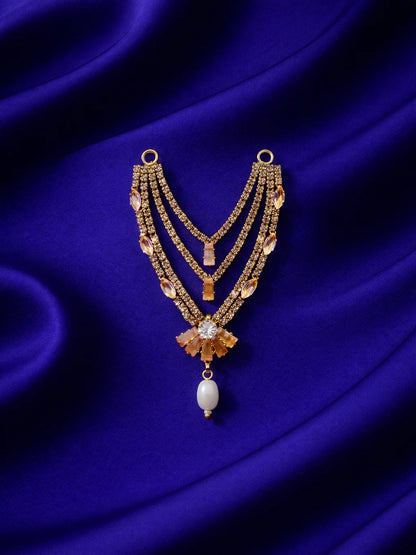 3 layer peach Laddu Gopal jewellery for elegant divine shringar