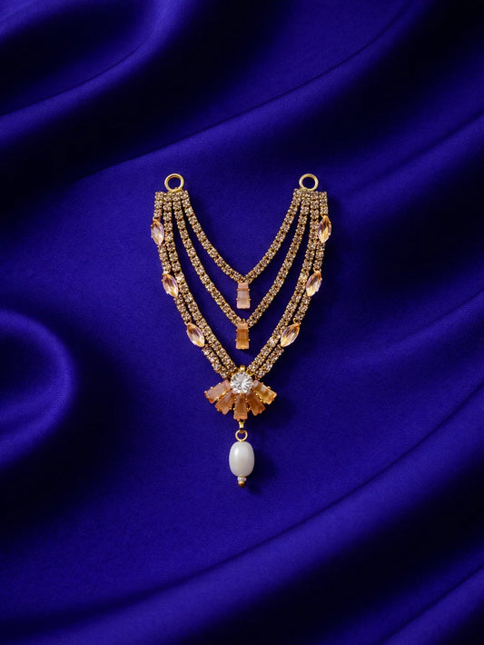 3 layer peach Laddu Gopal jewellery for elegant divine shringar