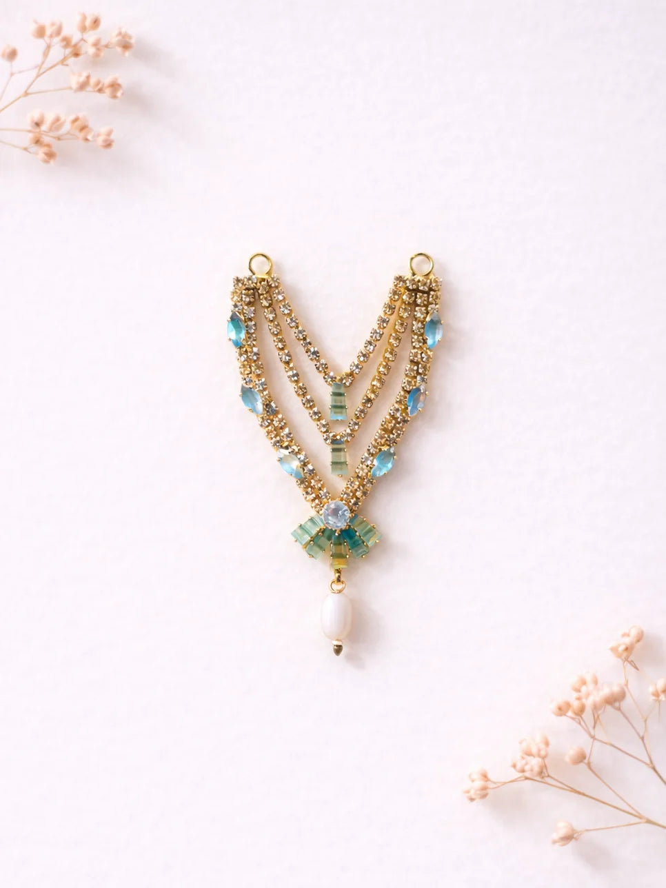 3 layer sky blue Laddu Gopal jewellery for peaceful royal shringar