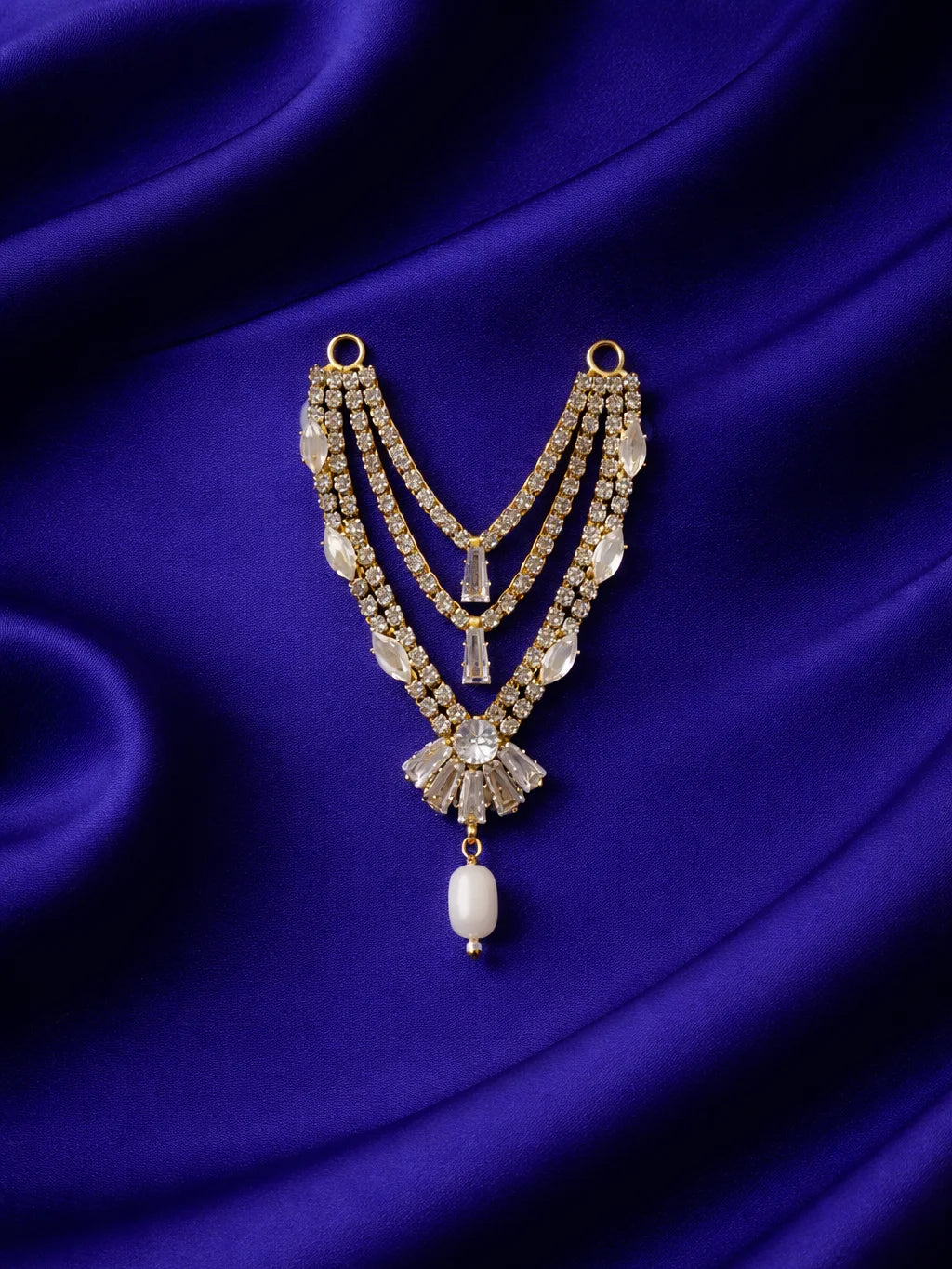 3 layer white Laddu Gopal jewellery for peaceful divine shringar