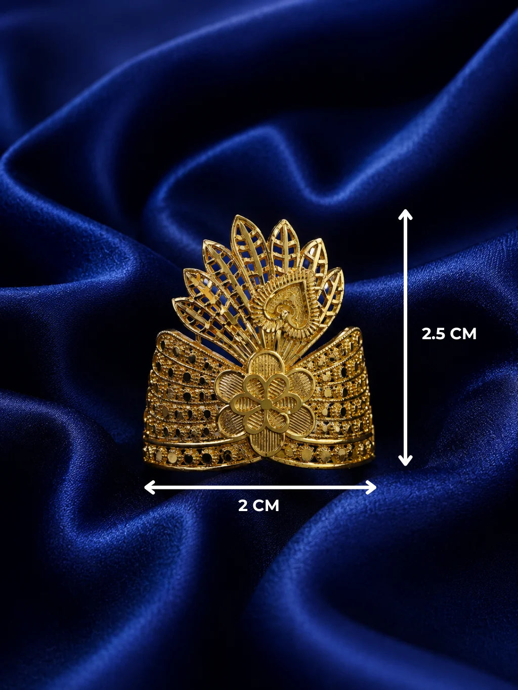 Gold-plated peacock mukut crown for deity with elegant peacock-inspired design