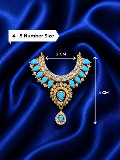 Premium gold plated Kanak Jyoti necklace with sparkling white American Diamond clusters for Laddu Gopal deity shringar
