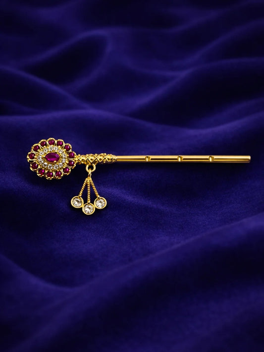 AD bansuri for Laddu Gopal with sparkling American diamond design