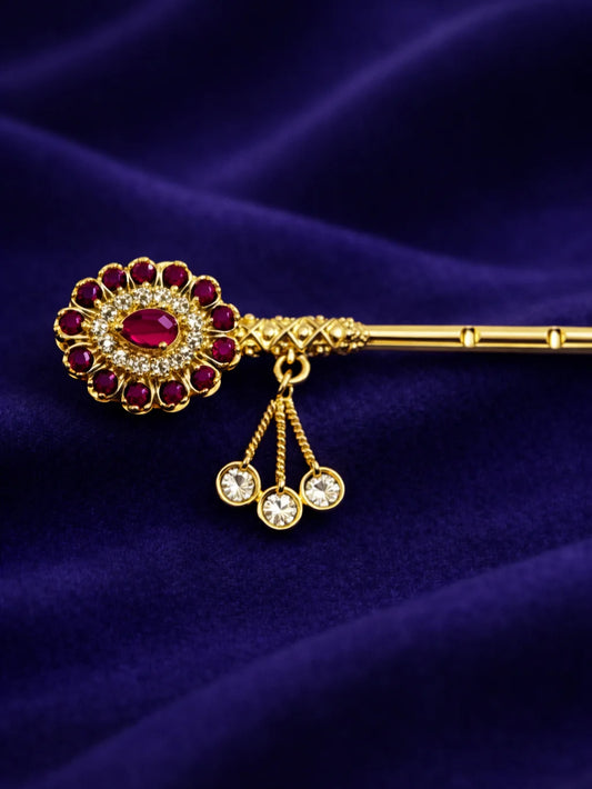 AD bansuri for Laddu Gopal with sparkling American diamond design