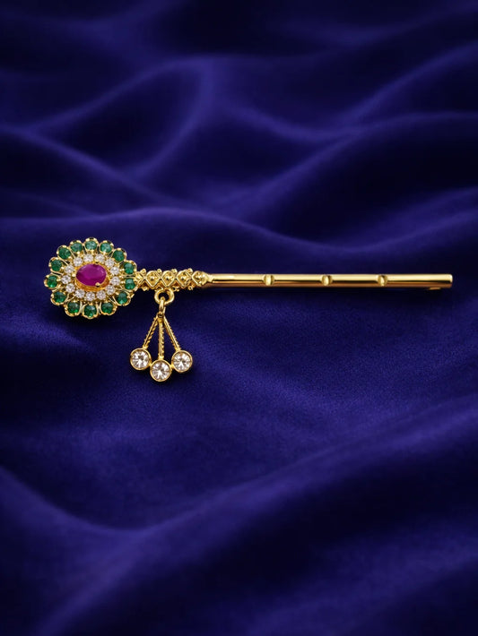 AD flute for Laddu Gopal with sparkling American diamond design