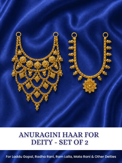 Anuragini Gold-Plated Haar Set of 2 for Laddu Gopal, Radha Rani, Ram Lalla, Mata Rani and Other Deities