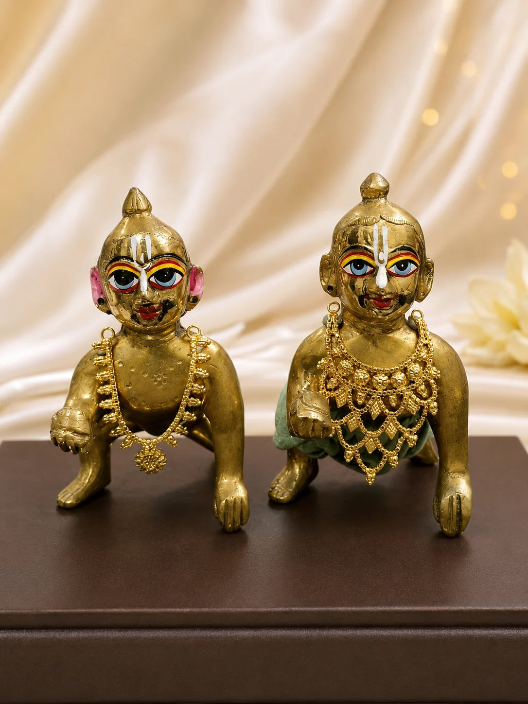 Anuragini Gold-Plated Haar Set of 2 for Laddu Gopal, Radha Rani, Ram Lalla, Mata Rani and Other Deities