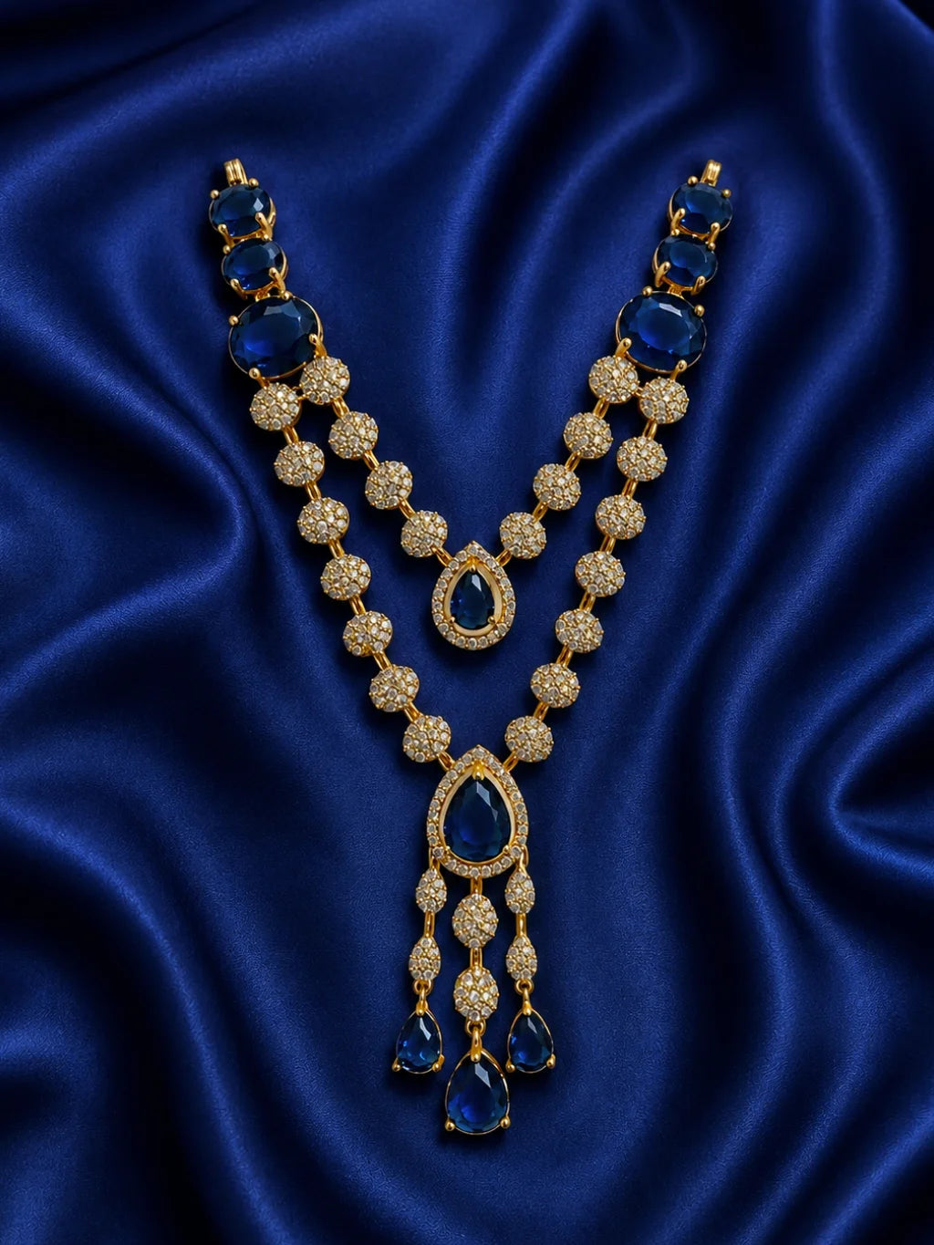 Anvika AD Haar for Deity, adorned with sparkling AD stones to bring refined elegance and radiant beauty to daily and festive shringar.
