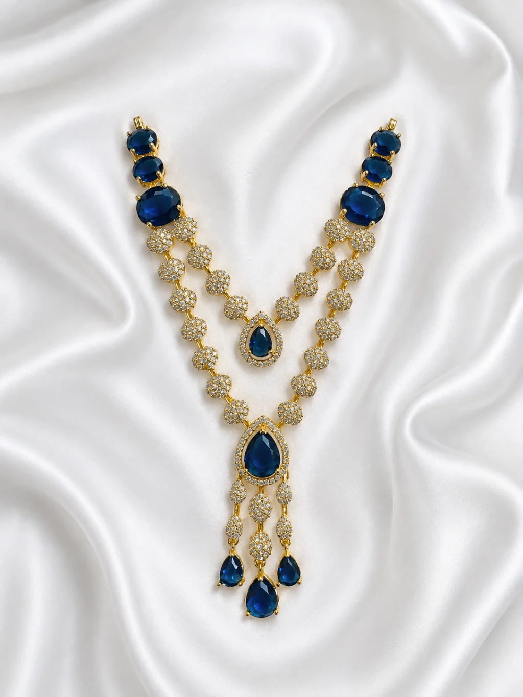 Anvika AD Haar for Deity, adorned with sparkling AD stones to bring refined elegance and radiant beauty to daily and festive shringar.
