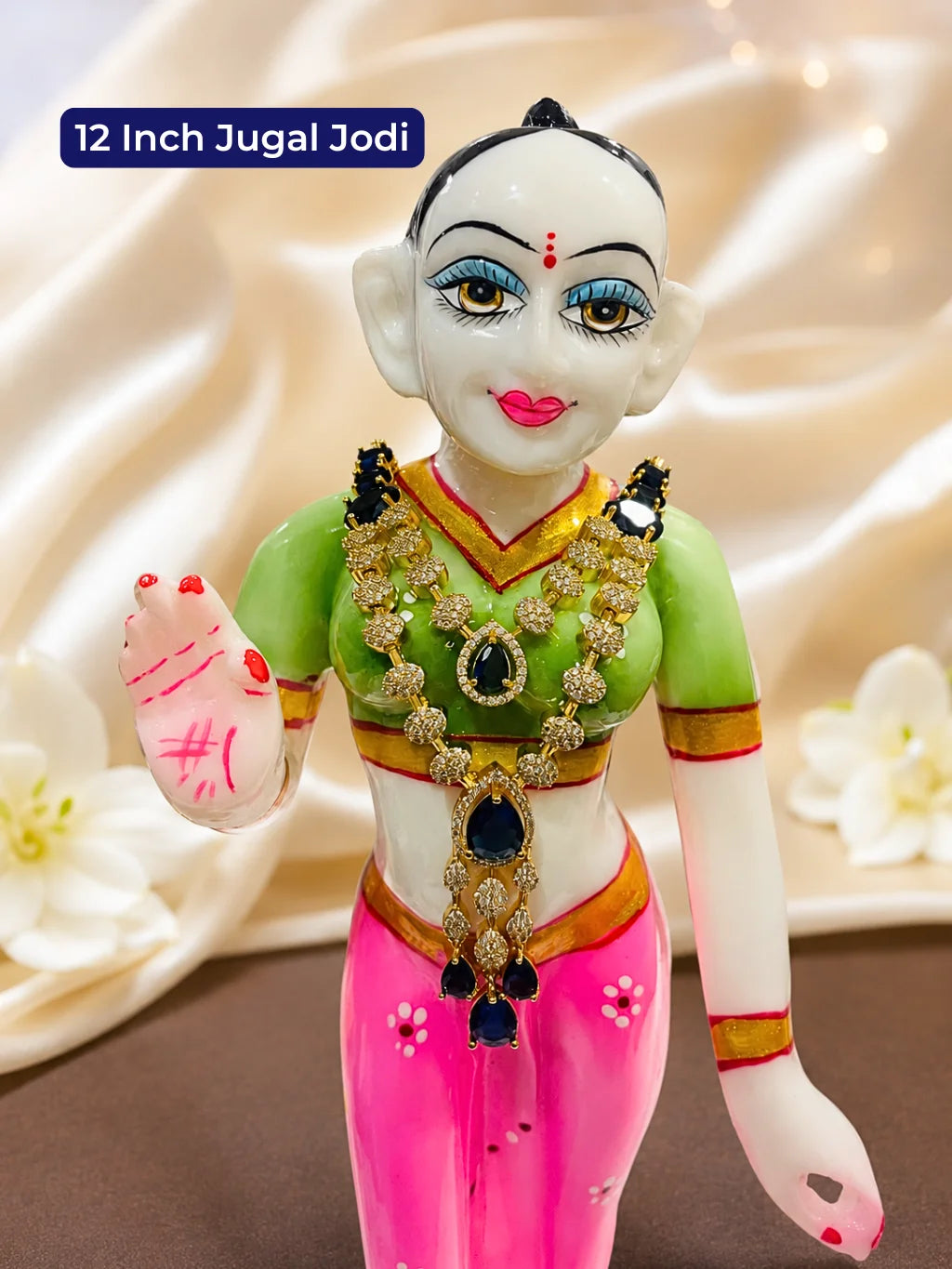 Anvika AD Haar for Deity, adorned with sparkling AD stones to bring refined elegance and radiant beauty to daily and festive shringar.
