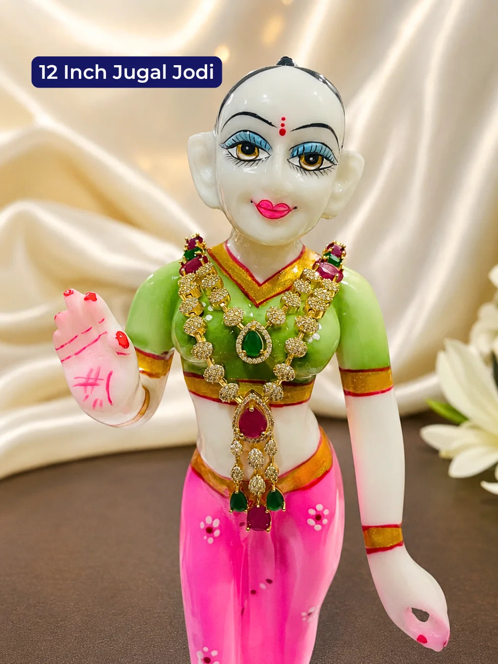 Anvika AD Haar for Deity, adorned with sparkling AD stones to bring refined elegance and radiant beauty to daily and festive shringar.

