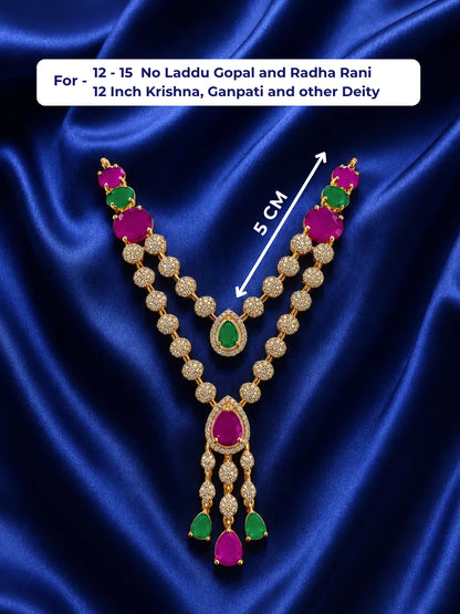Shop Anvika AD Haar for Deity, adorned with sparkling AD stones to bring refined elegance and radiant beauty to daily and festive shringar.
