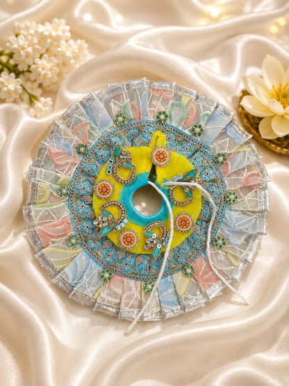Aqua Lemon Poshak for Laddu Gopal featuring a refreshing aqua blue and lemon yellow dual-tone design