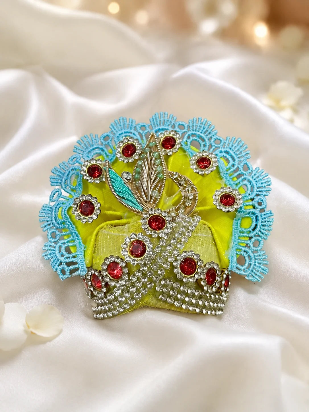 Aqua Lemon Poshak for Laddu Gopal featuring a refreshing aqua blue and lemon yellow dual-tone design