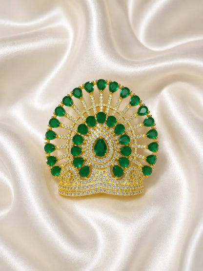 Aura AD Stone Mukut for Laddu Gopal with sparkling American diamond stone work