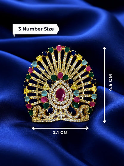 Aura AD Stone Mukut for Laddu Gopal with sparkling American diamond stone work