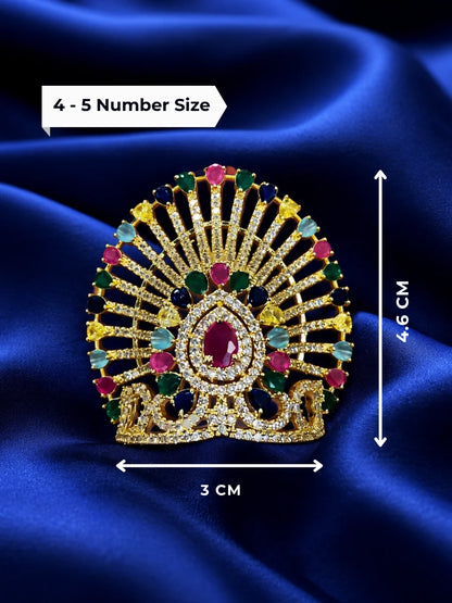 Aura AD Stone Mukut for Laddu Gopal with sparkling American diamond stone work