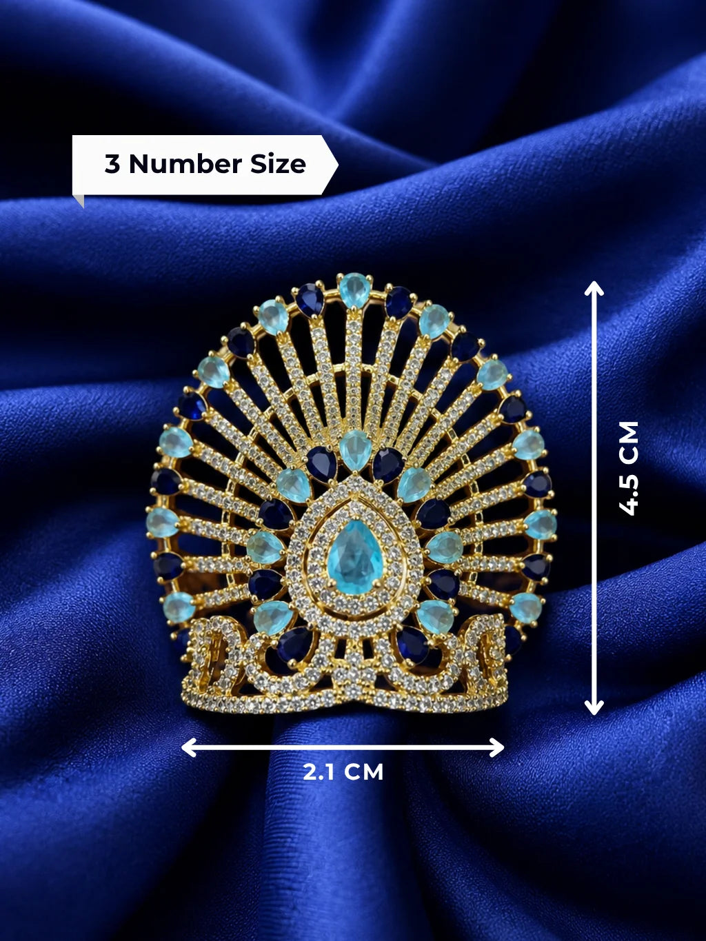Aura AD Stone Mukut for Laddu Gopal with sparkling American diamond stone work