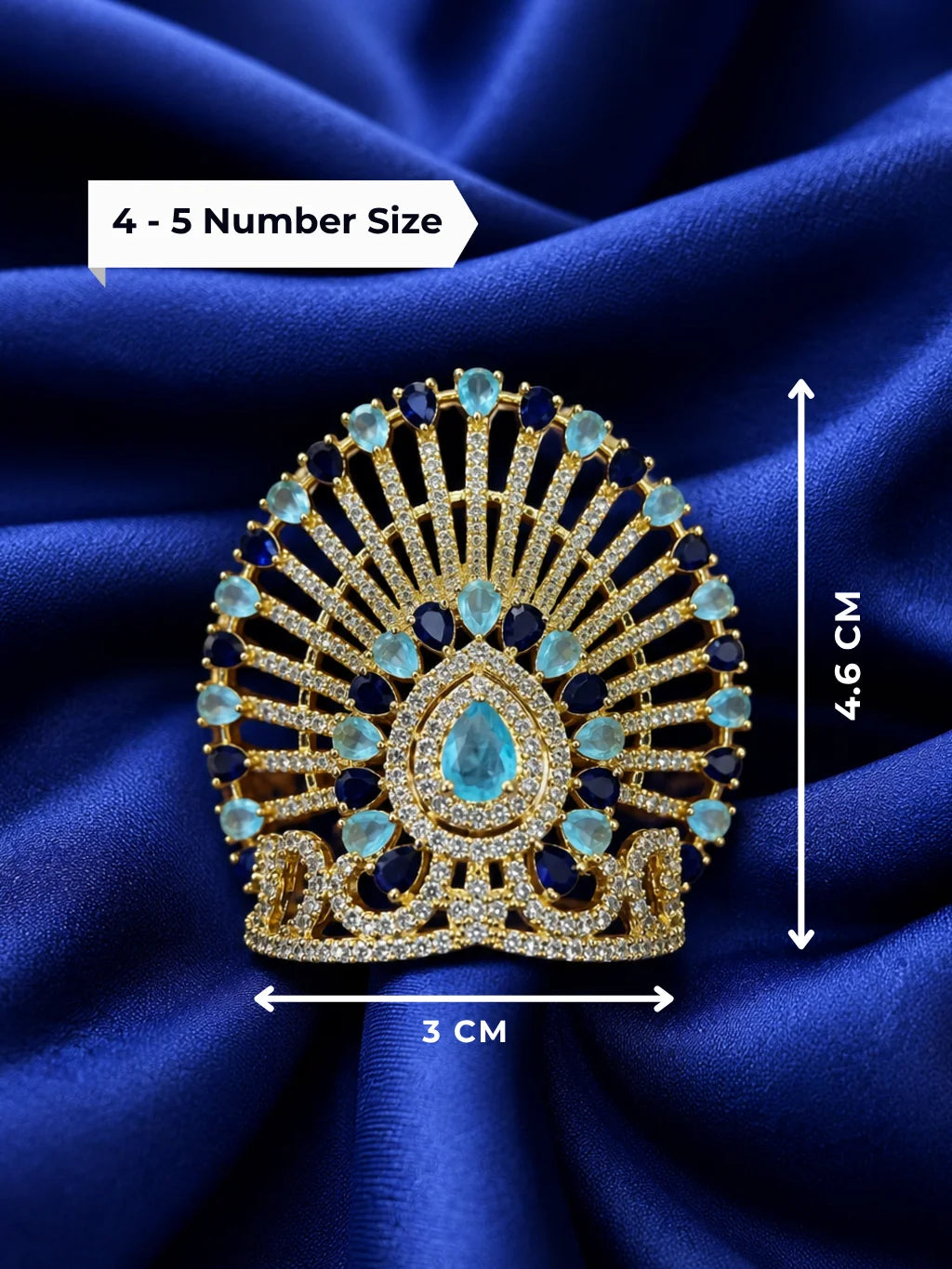 Aura AD Stone Mukut for Laddu Gopal with sparkling American diamond stone work