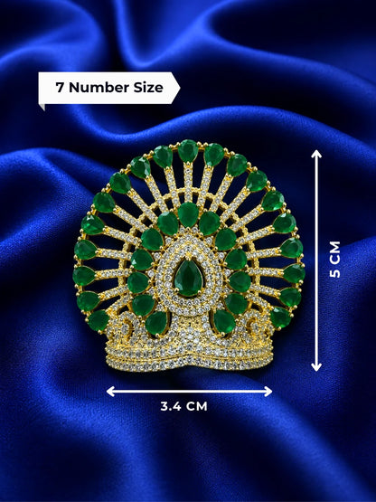 Aura AD Stone Mukut for Laddu Gopal with sparkling American diamond stone work