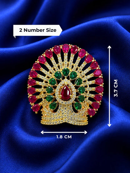 Aura AD Stone Mukut for Laddu Gopal with sparkling American diamond stone work