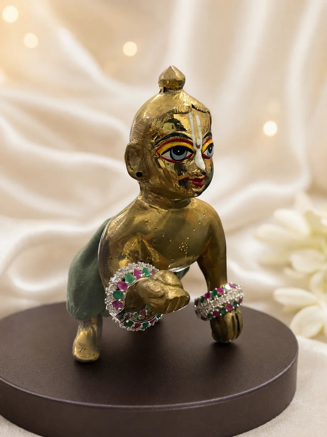 Ratnavali AD Bangles for Laddu Gopal with sparkling American diamond stones and gemstone-inspired design