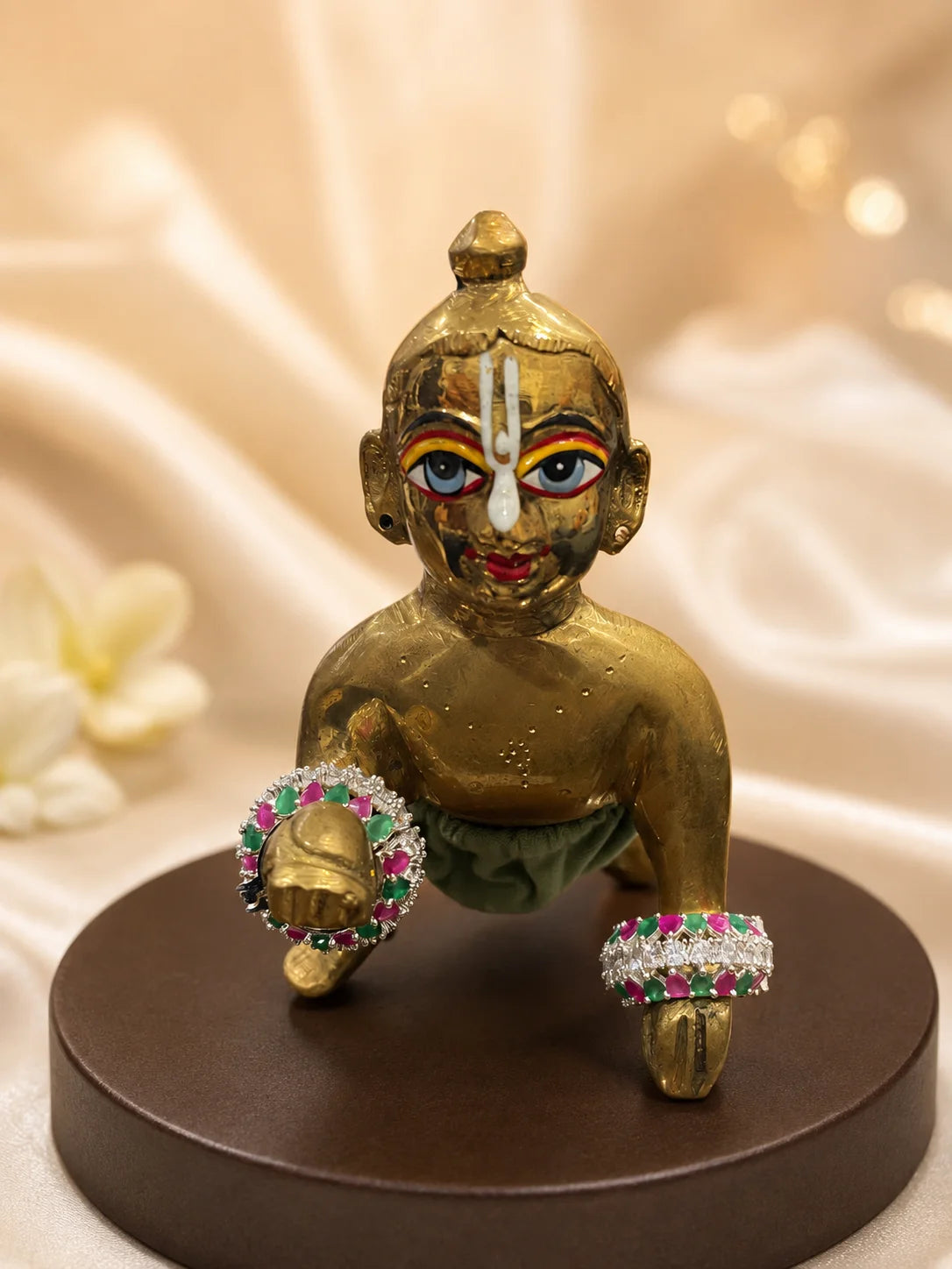Ratnavali AD Bangles for Laddu Gopal with sparkling American diamond stones and gemstone-inspired design