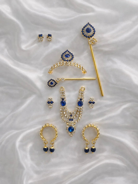 Blue Mukut Mala Set for Laddu Gopal