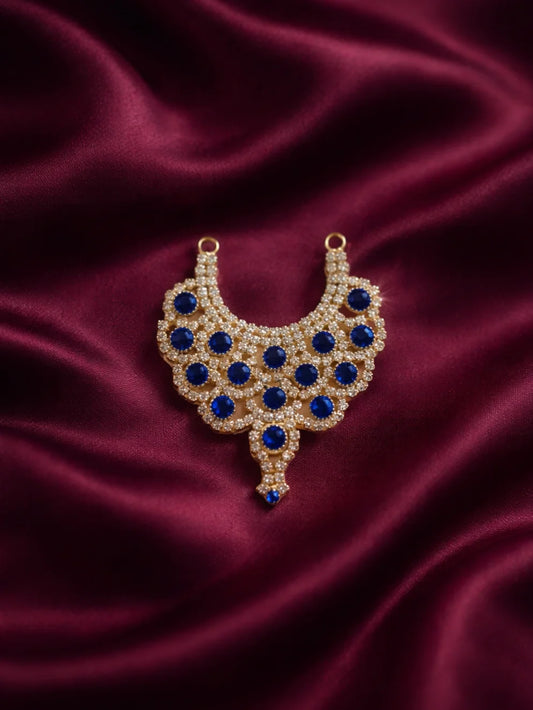 Blue stone Jerken necklace for deity with elegant design for divine shringar