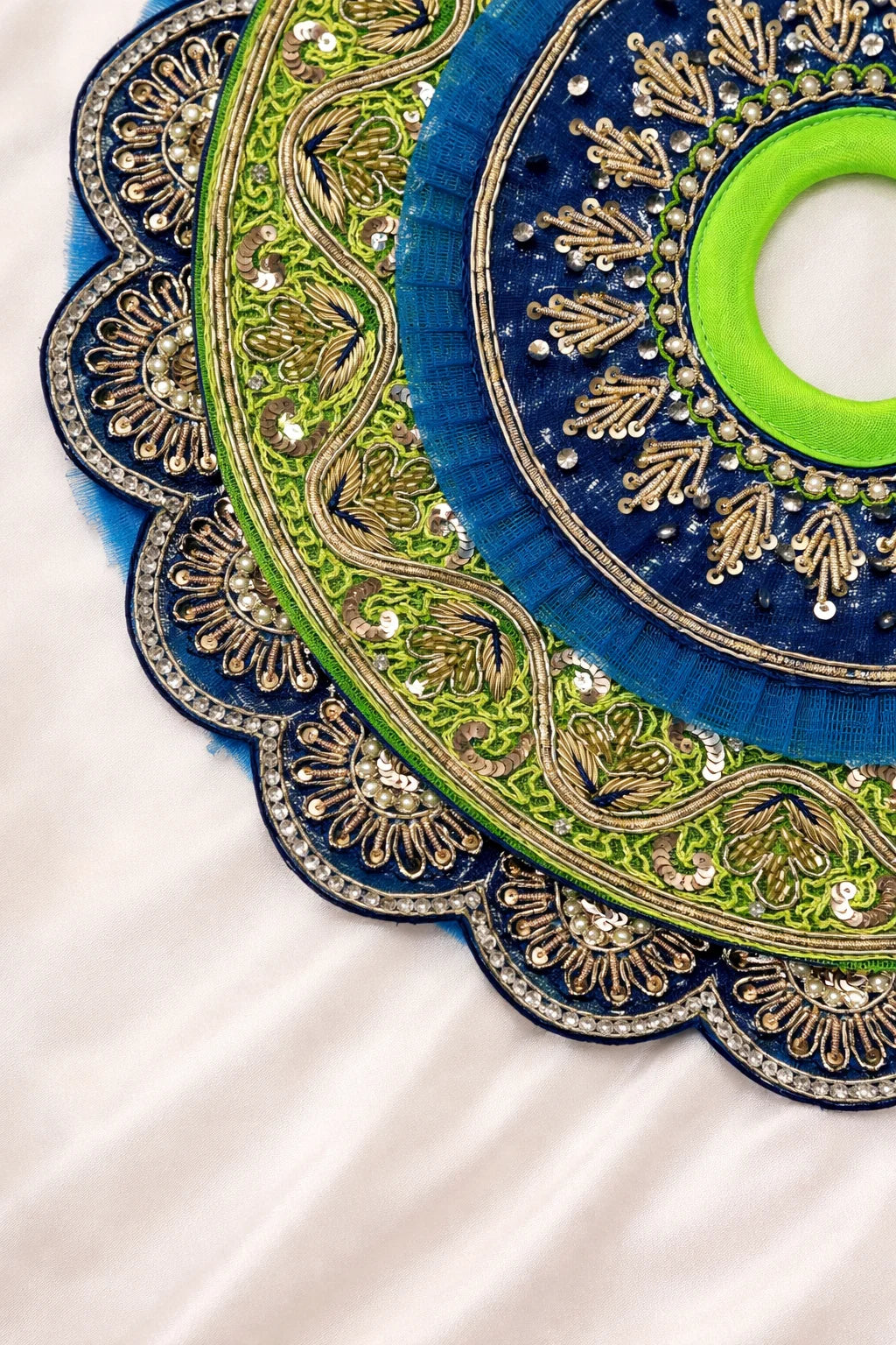 Blue & green Laddu Gopal dress with pagdi and patka royal shringar