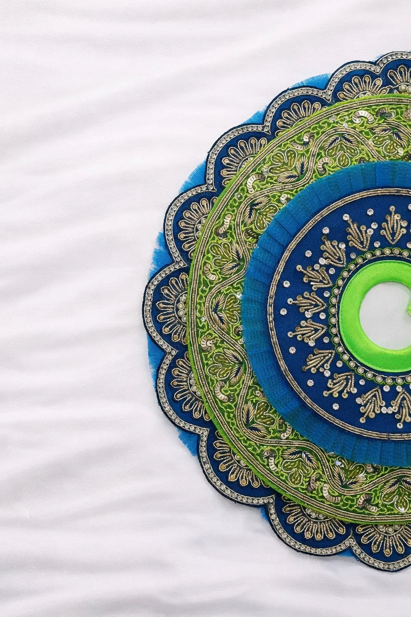Blue & green Laddu Gopal dress with pagdi and patka royal shringar