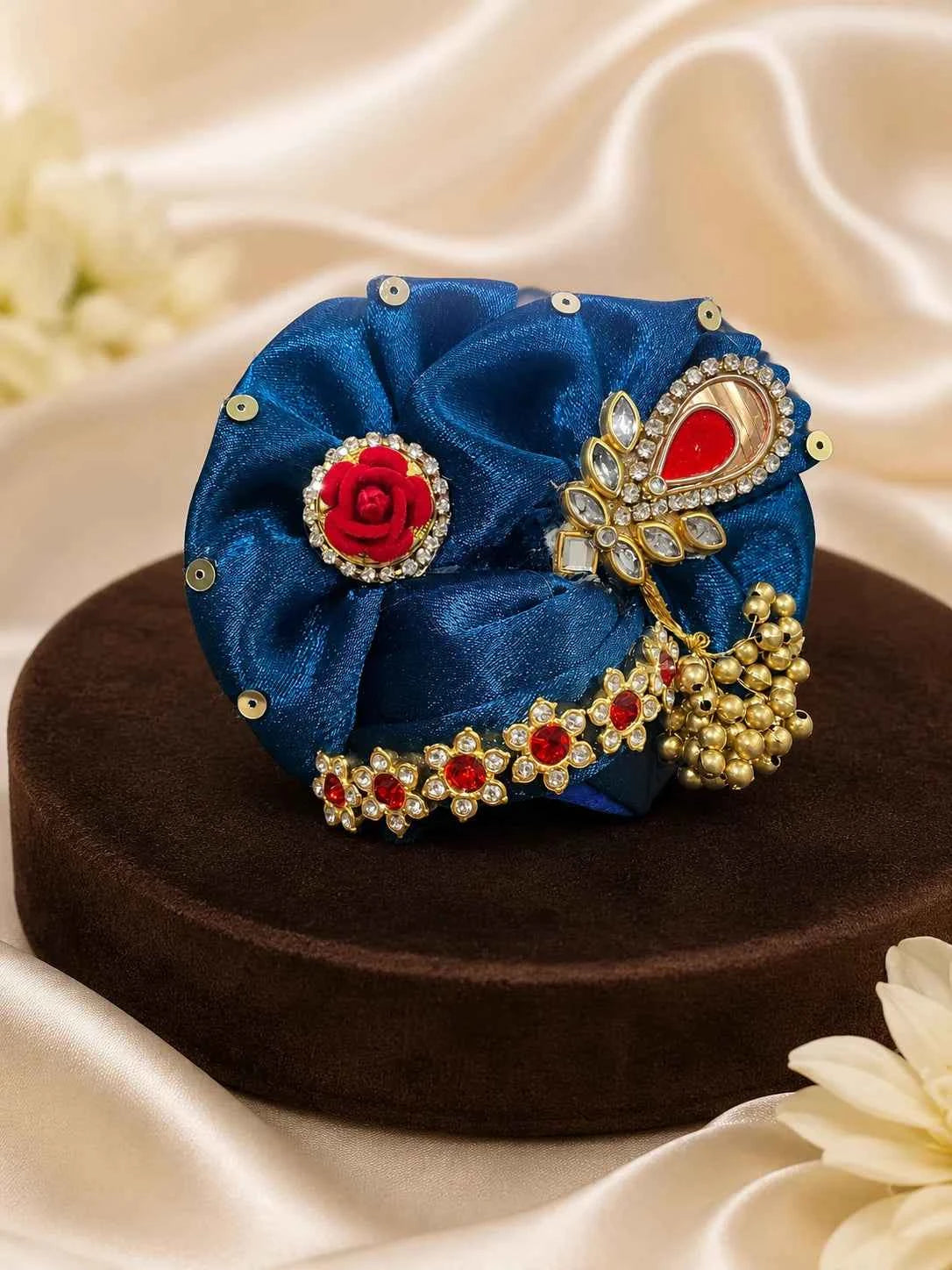 Blue Silk Laddu Gopal Dress with Pagdi