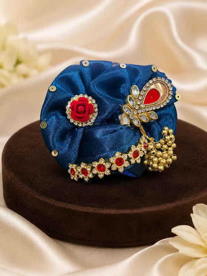 Blue Silk Laddu Gopal Dress with Pagdi