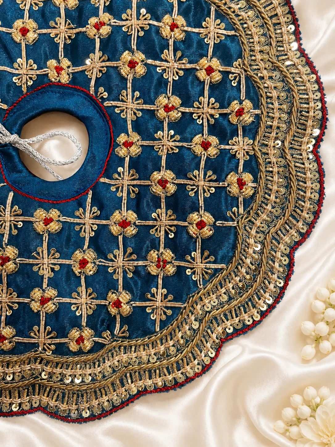 Royal Blue Kanha Ji Festive Dress with Heavy Scalloped Lace Border Shringar Look