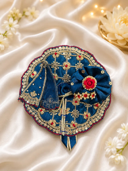 Royal Blue Kanha Ji Festive Dress with Heavy Scalloped Lace Border Shringar Look
