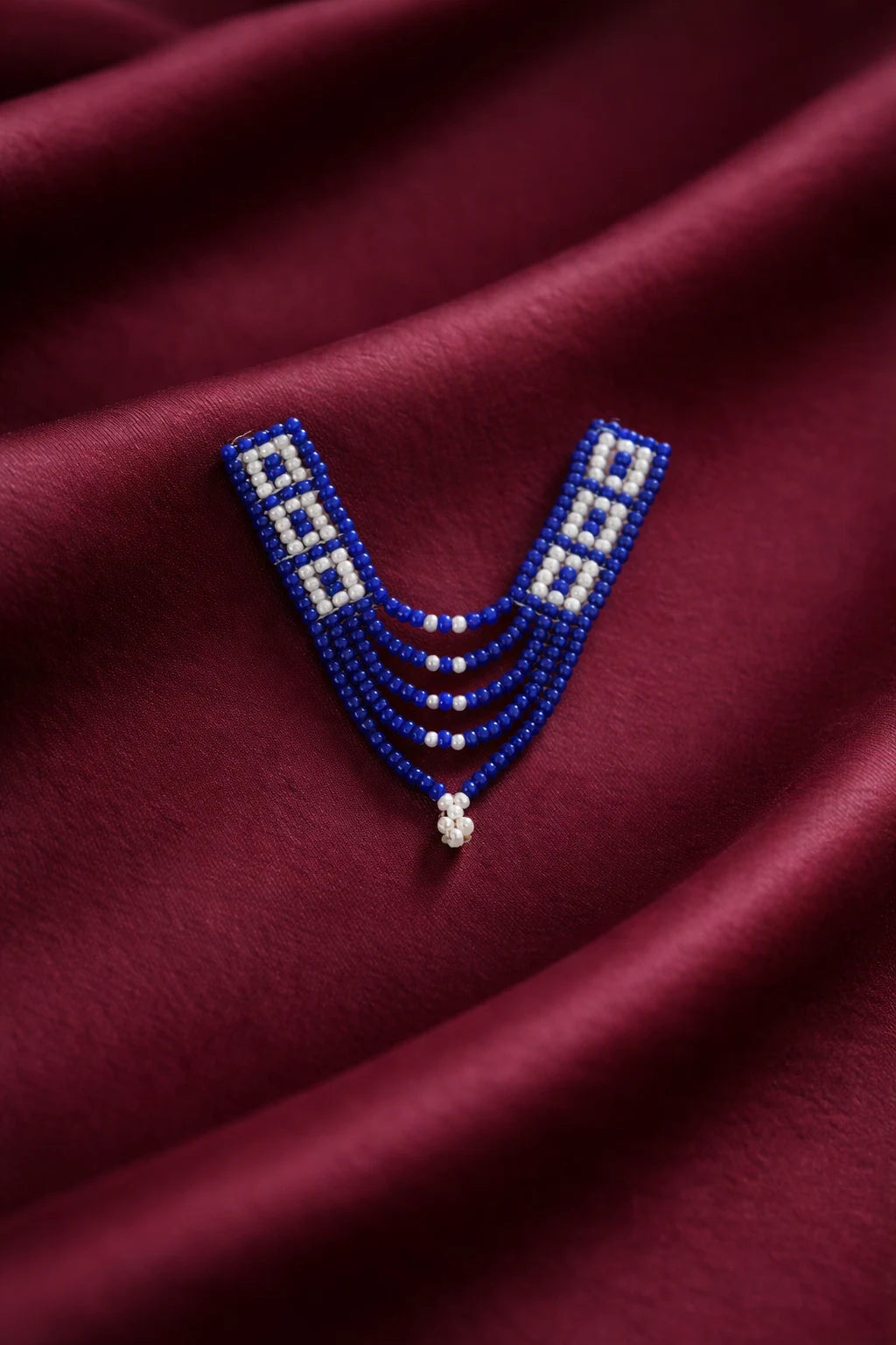 Blue and white pearl Laddu Gopal jewellery necklace for Thakur Ji shringar